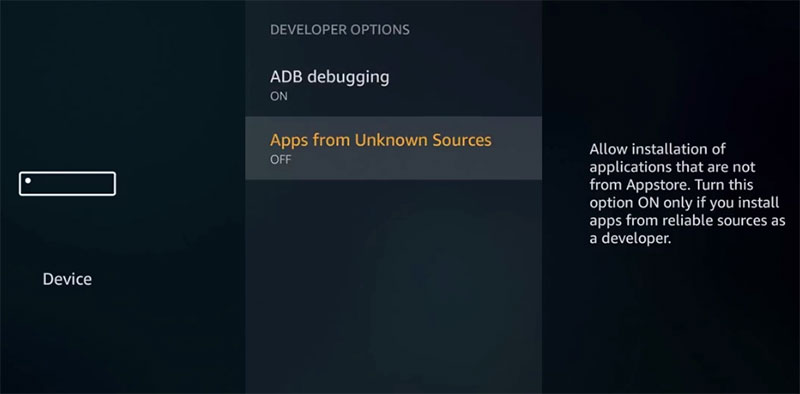 Firestick ADB debugging and Apps from unknown sources