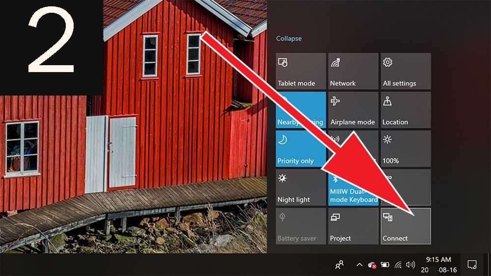 click on windows 10 connect icon