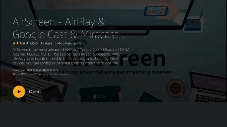 open AirScreen App after download complete