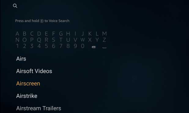 search AirScreen from Firestick