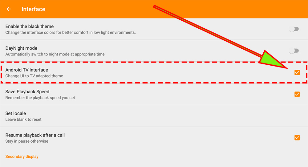 enable android tv interface vlc