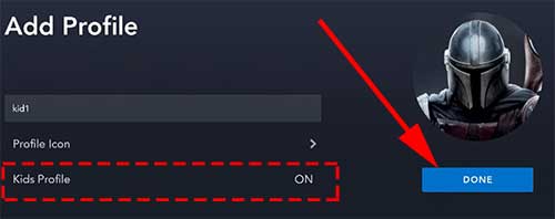 Enable Kids profile disney plus