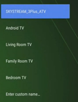 enter name to skystream tv box