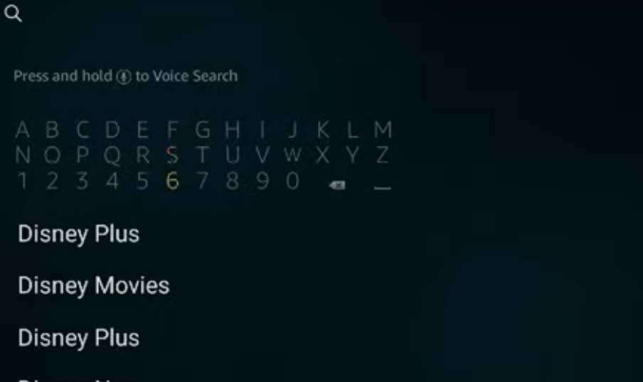 Searching Disney plus on Fire TV