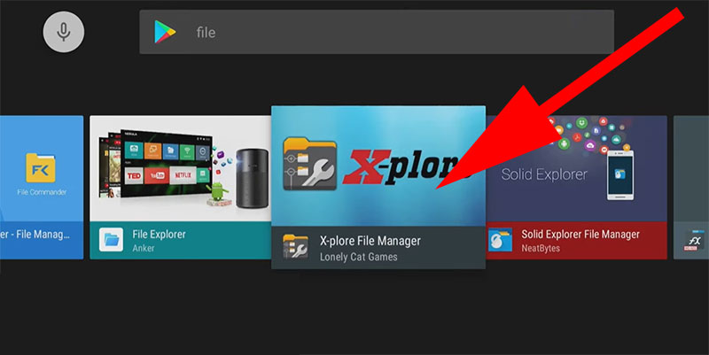 searching x-plore on play store