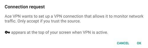 ACE VPN connection request