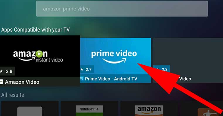 Click on Amazon Prime Videos Aptoide TV