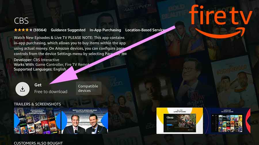 Install CBS Live TV app on Fire TV