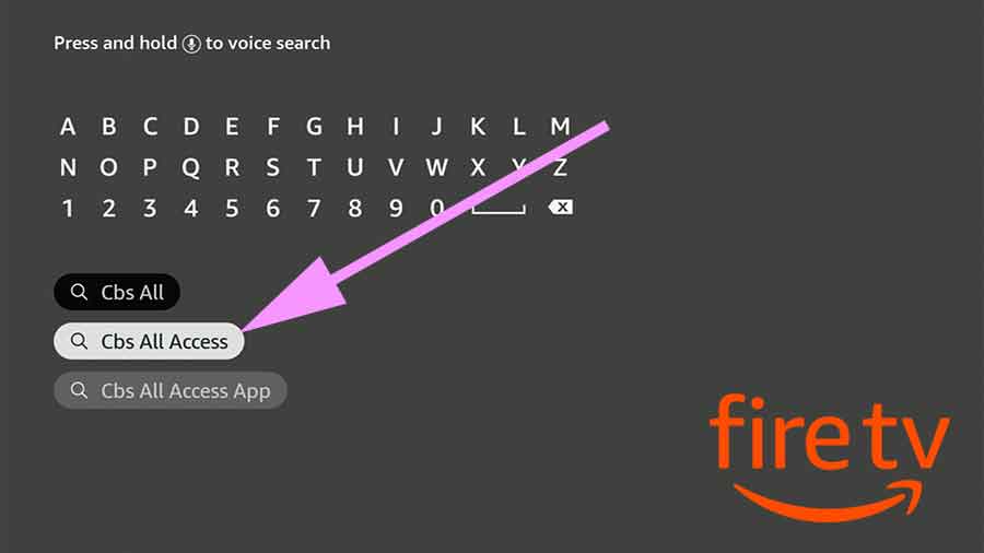 Search CBS all Access on Fire TV