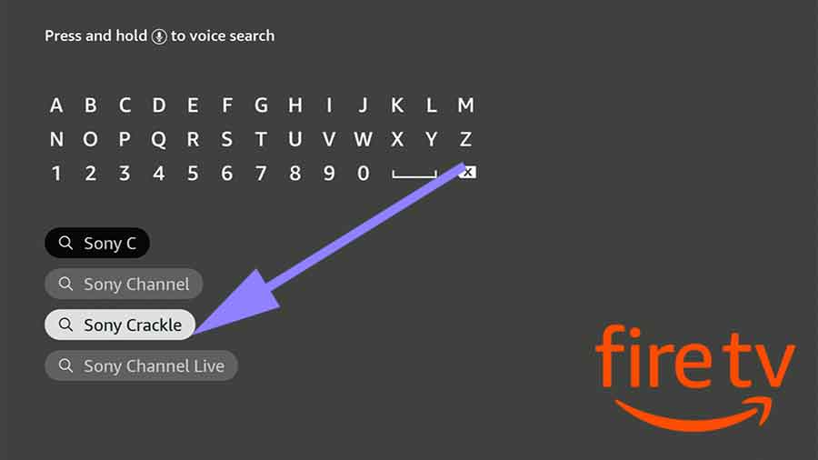 Search sony crackle on Fire TV