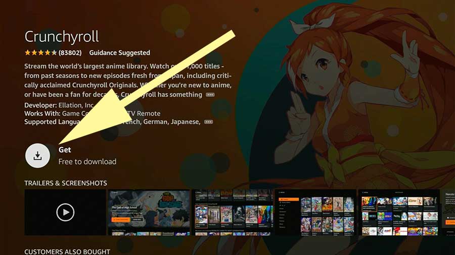 Download Crunchyroll app for Fire TV Stick