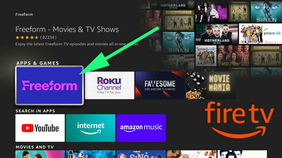 Freeform movies and TV shows app for Fire TV