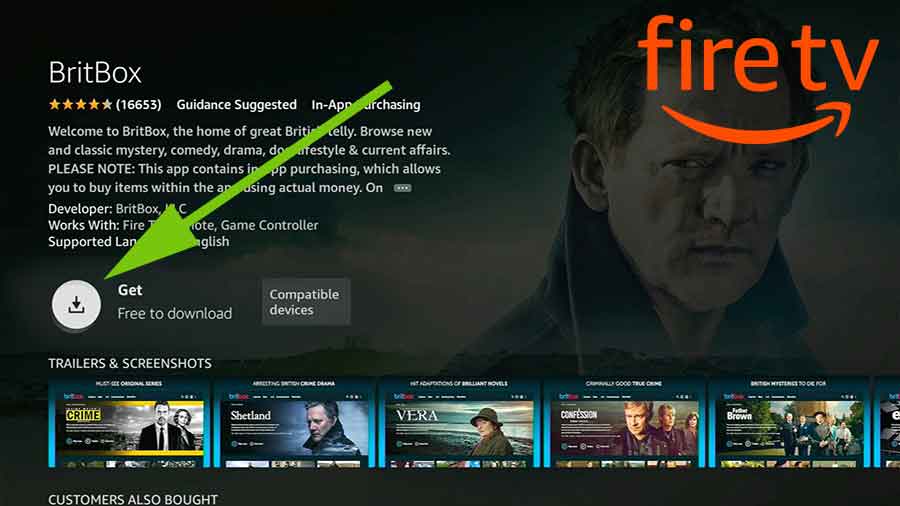 Install British Comedy drama app on Fire TV