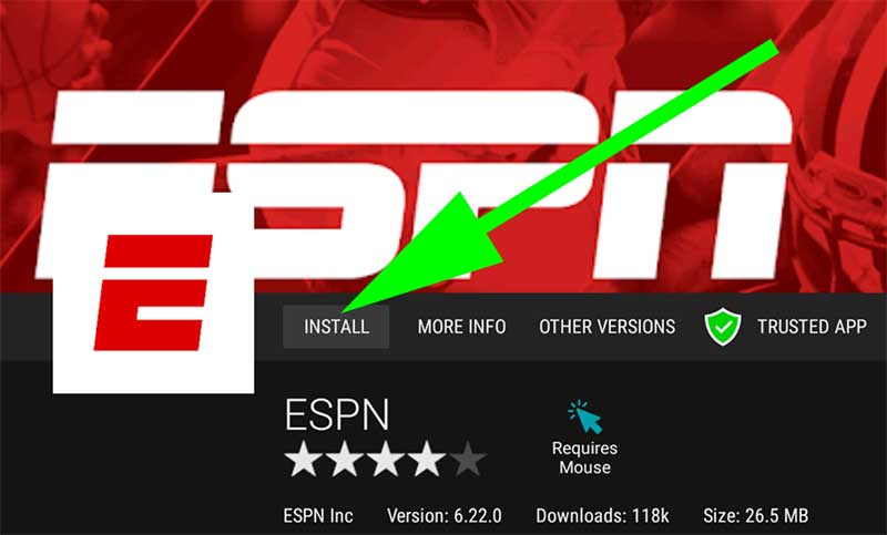 Install ESPN on Android TV