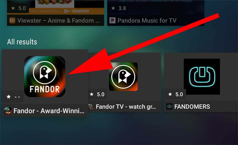 Select Fandor app on Fire TV