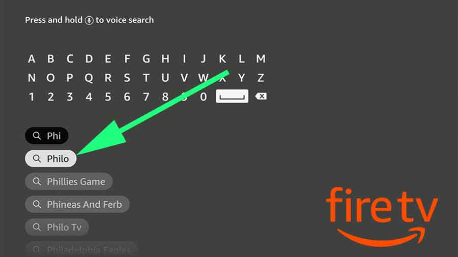 Search philo on Fire TV
