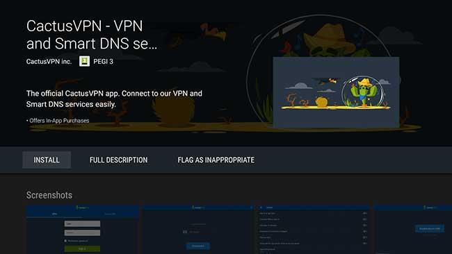 Cactus VPN Android TV Store
