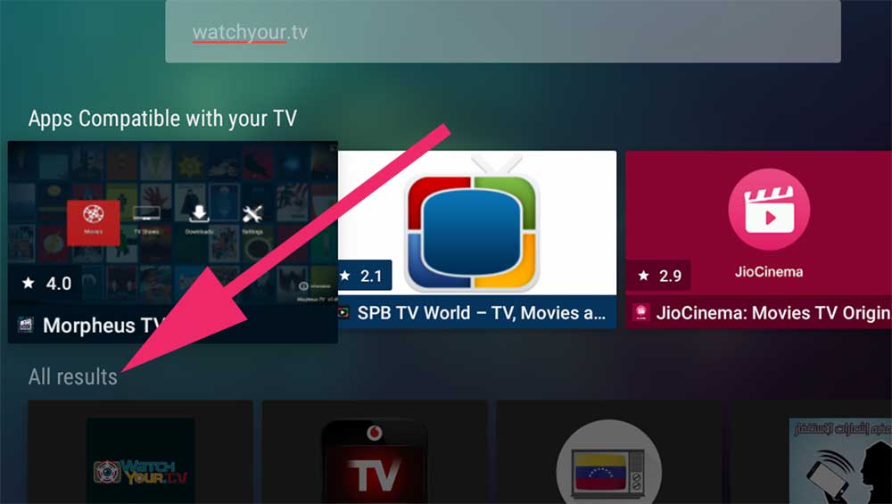 watchyour.tv search on Android TV