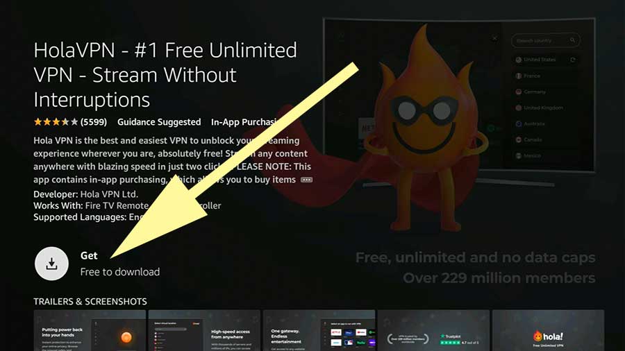 Download free Hola VPN Fire TV Stick