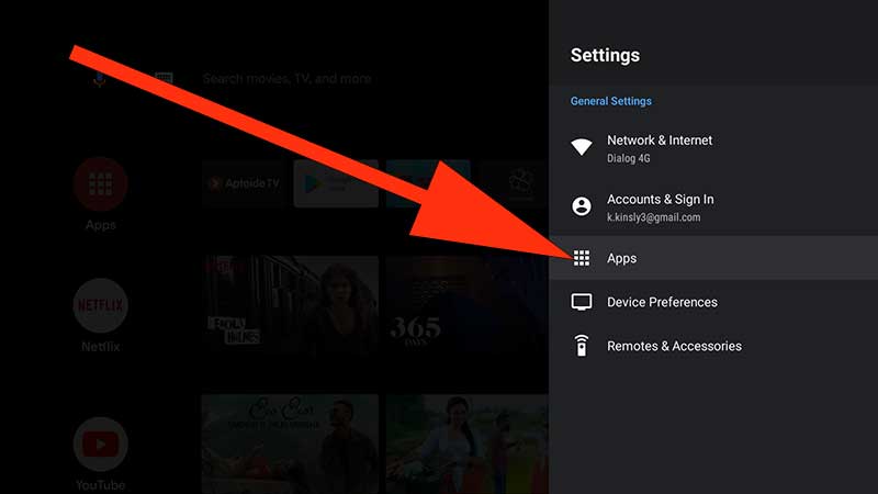 Go to Apps on Android TV