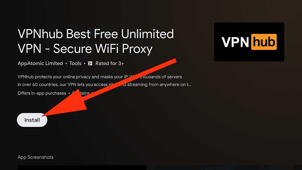 Install VPNHUB Android TV