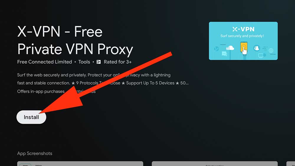Install X VPN android TV