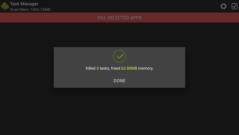 task manager freed RAM android tv