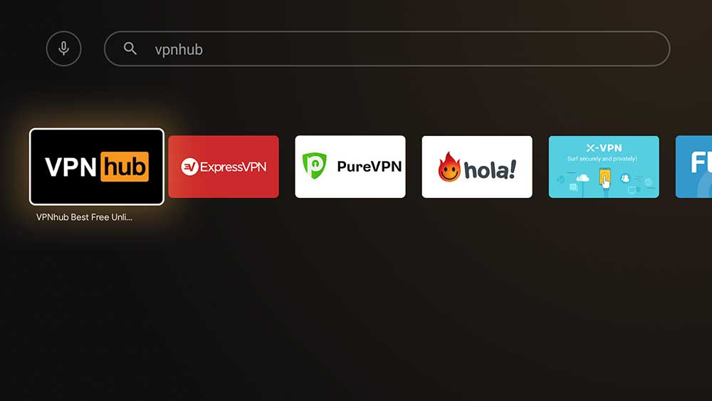 VPNHub Android TV search