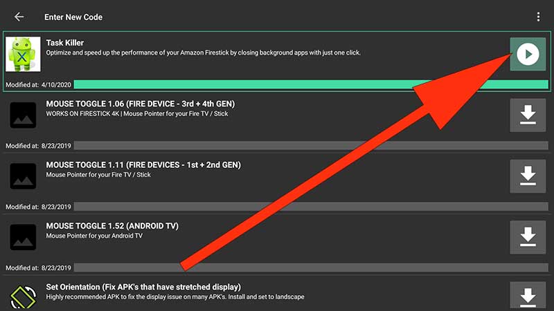 done installing task killer filelinked