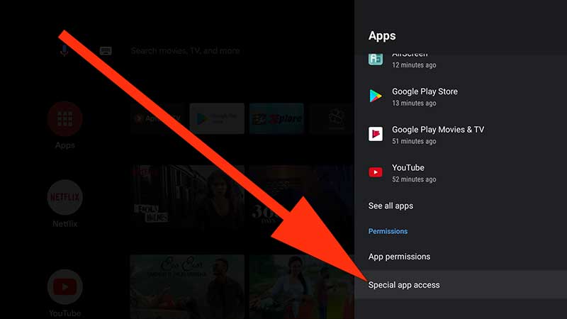 special app access Android TV