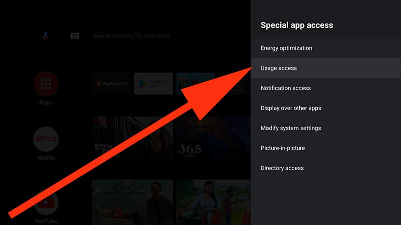 Usage Access Android TV