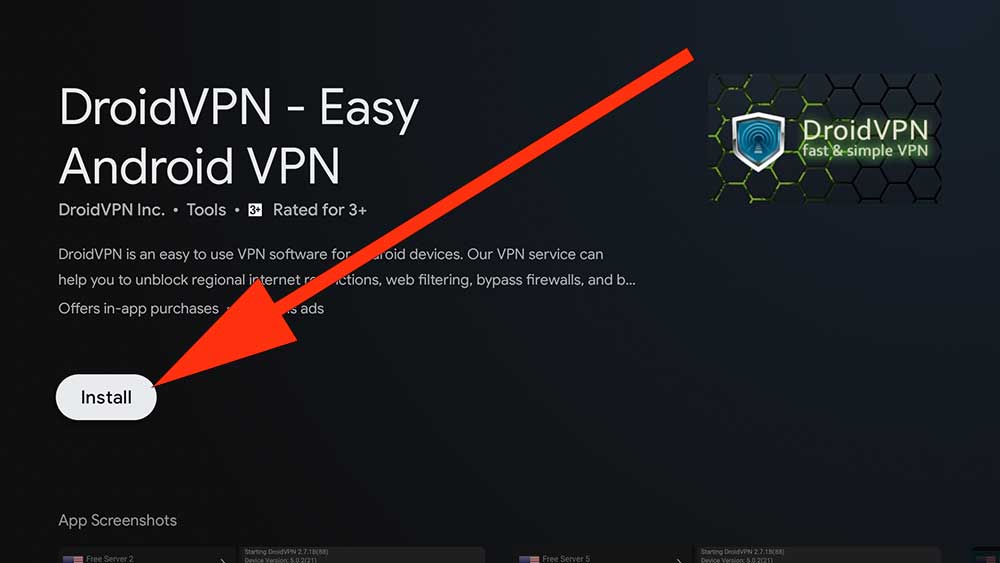 DroidVPN install button