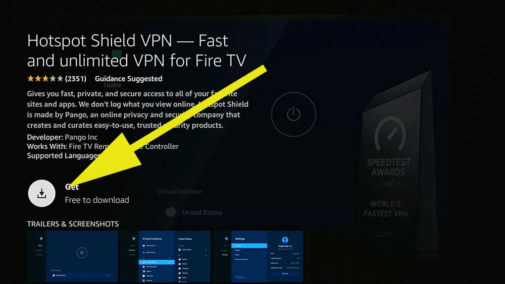 Install Hotspot Shield Fire TV