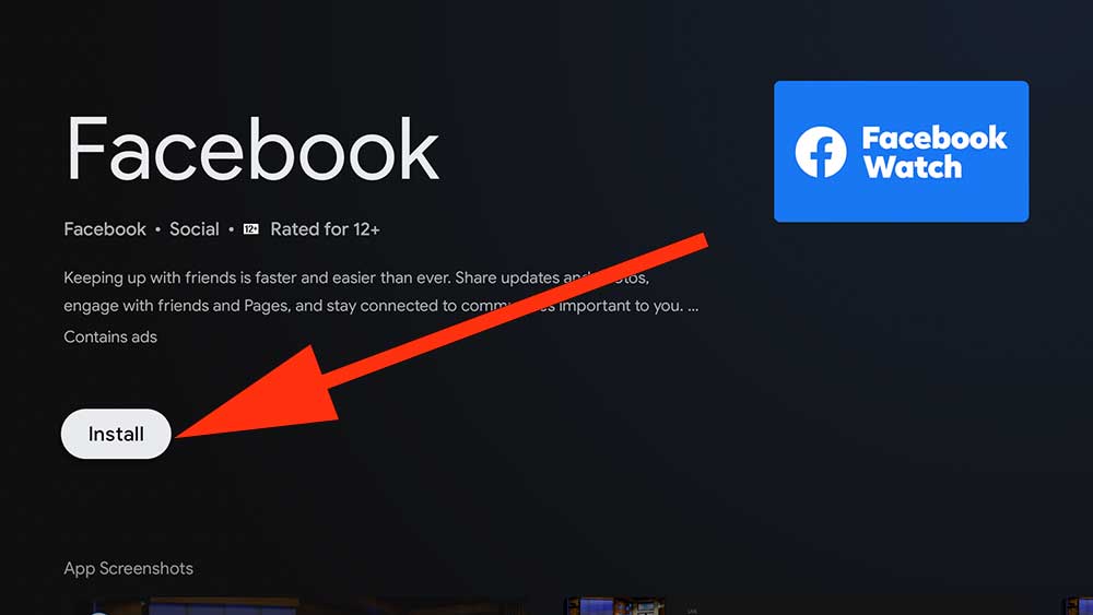 install Facebook watch android tv