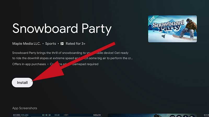 Snowboard party Lite TV Game install