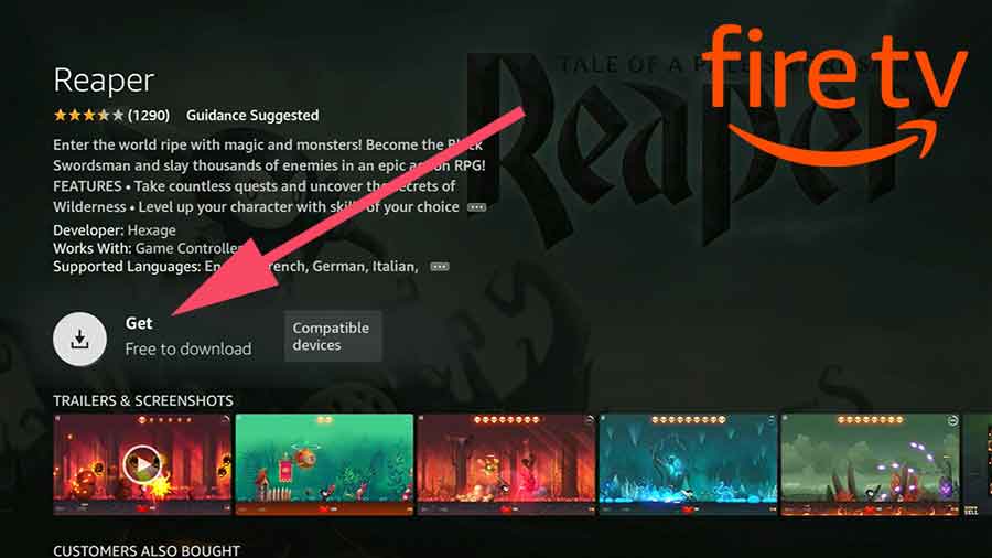 Install Reaper action game on Fire TV