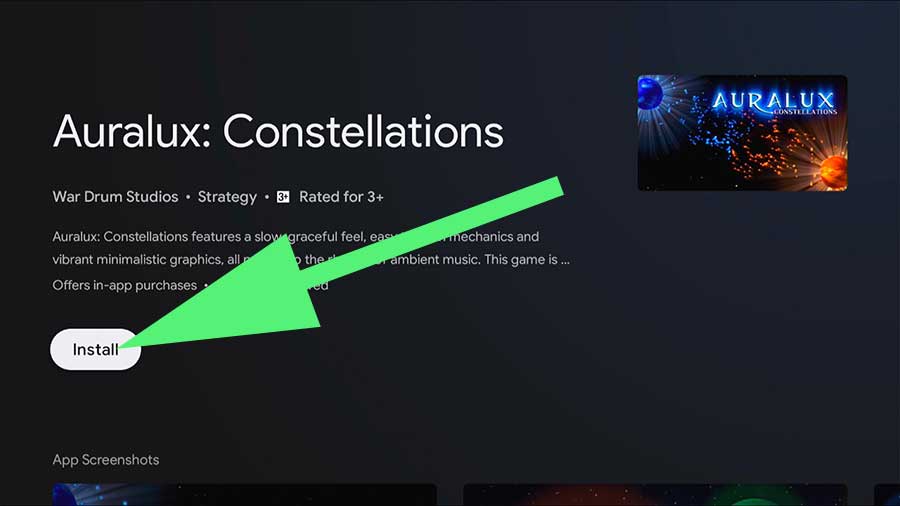 Installing auralux constellations Android TV