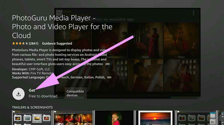 Install PhotoGuru Media player on Fire TV