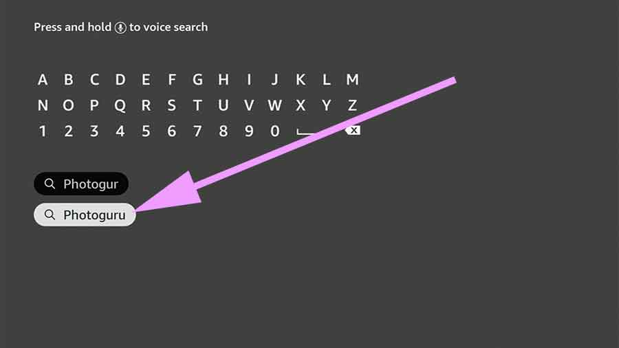 Search PhotoGuru on Fire TV