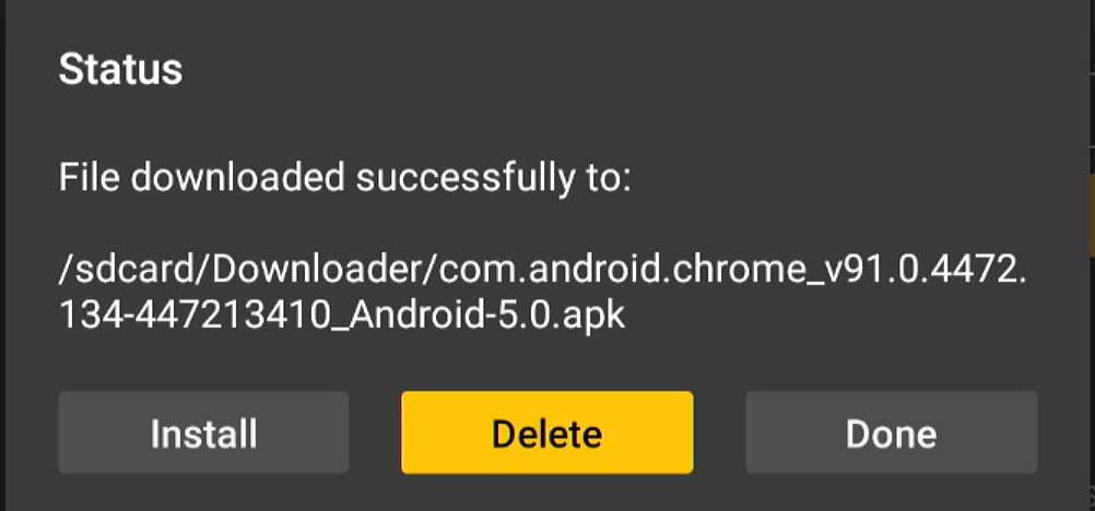 Delete Downloaded Chrome APK
