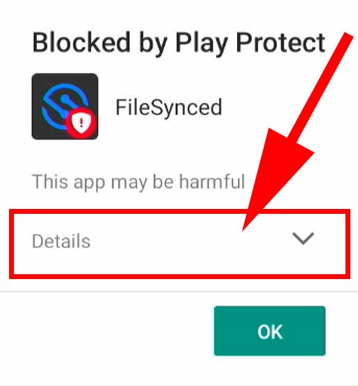 Blocked by Play Protect FileSynced