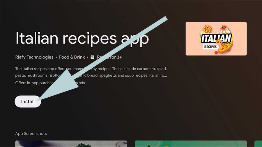 Install Italian Recipes on Android TV