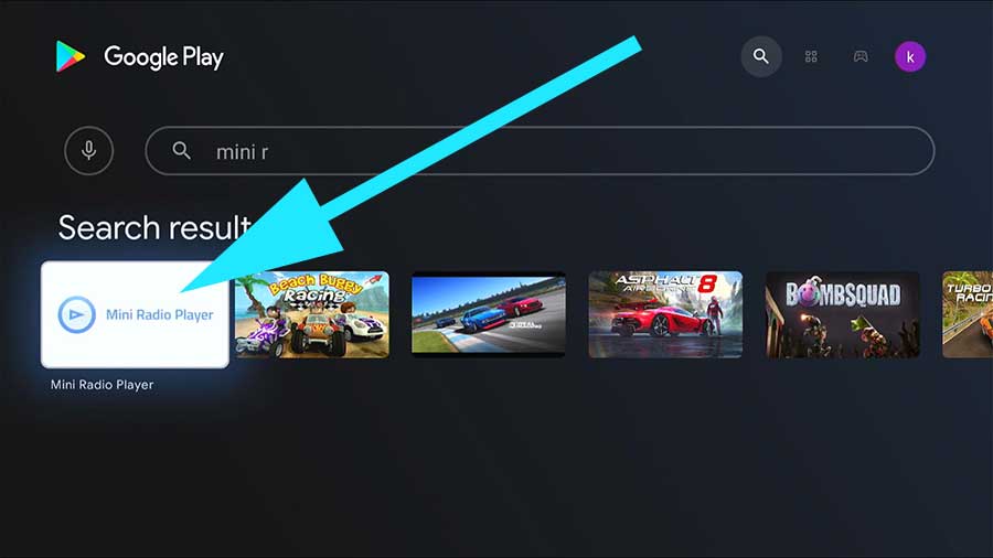 Search Mini Radio Player Android TV