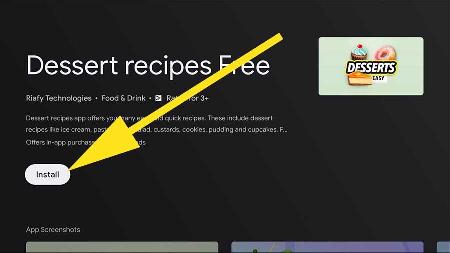 install get Dessert recipes on Android TV