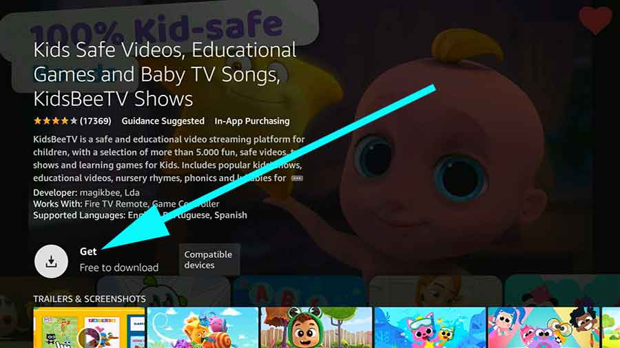 Install Kids TV app on Amazon Fire TV