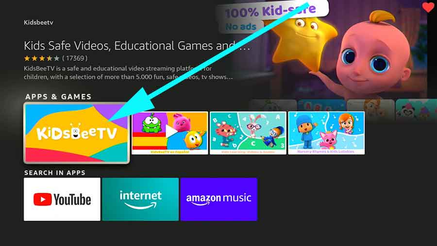 Install KidsBeeTV app on Fire TV