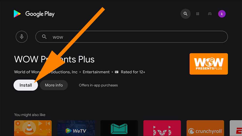 Install WOW Presents Plus Android TV