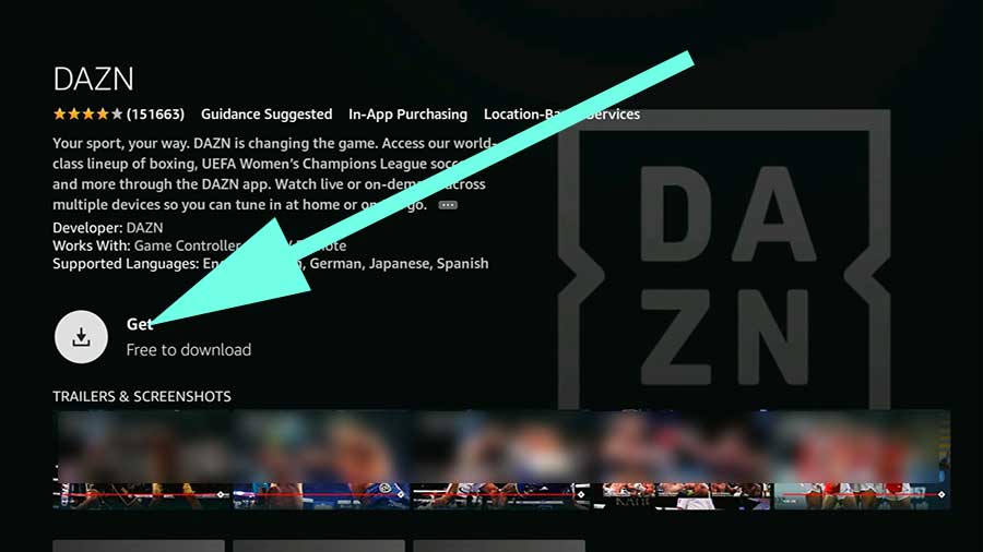 Download DAZN fire TV