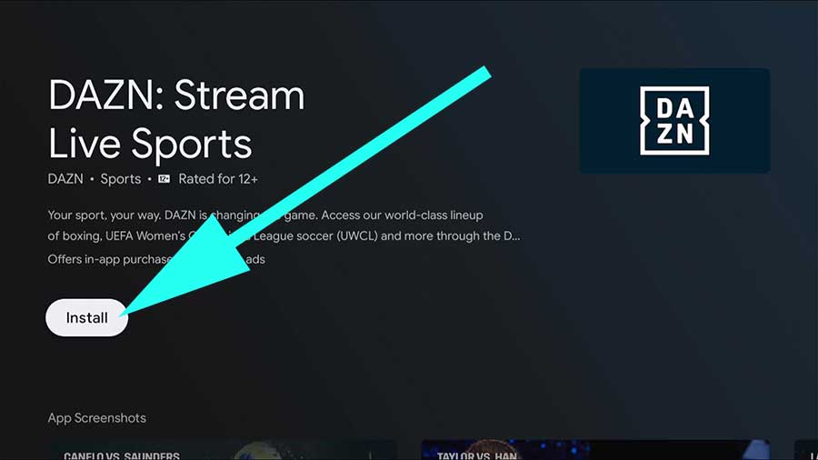 Install DAZN on Android TV
