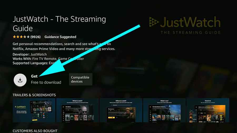 Install Justwatch app on Fire TV